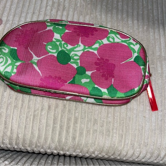 Lilly Pulitzer Estée Lauder pink flower floral cosmetic makeup bag pouch… - Picture 4 of 5